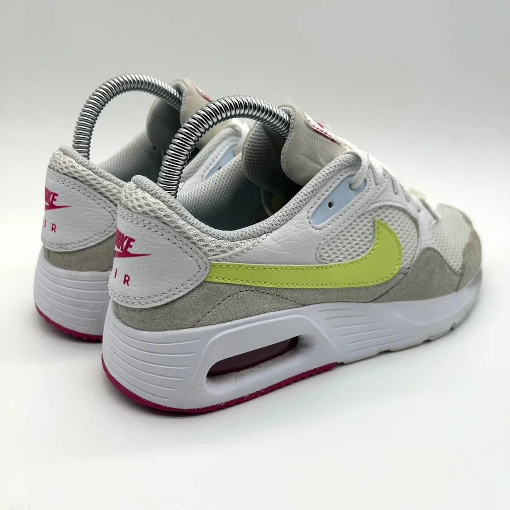 Nike Air Max SC Shoes Womens 7 White Lemon Mesh Suede Athletic Sneakers